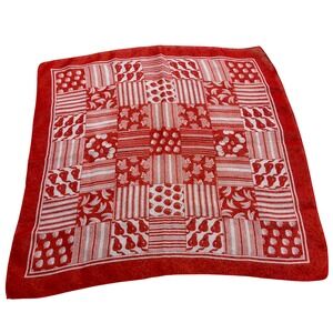 VTG Morsly Italy Red Fruit Bandana Square Scarf Strawberry Pear Banana Grape